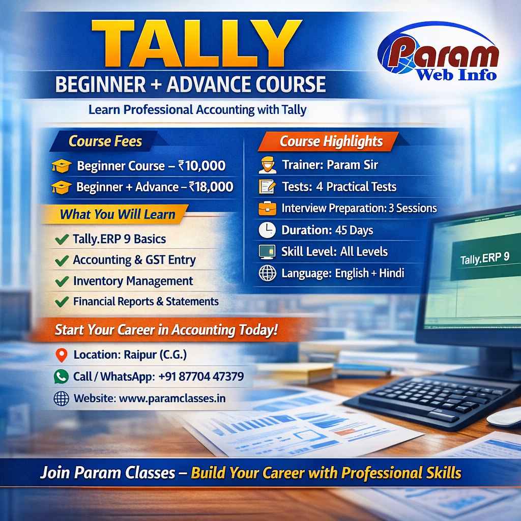 Learn Tally Accounting Course in Raipur