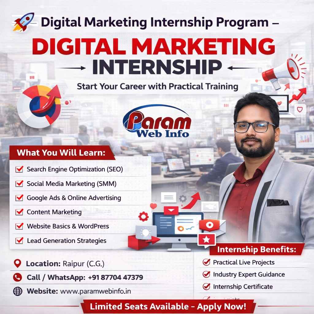 Digital Marketing Internship in Raipur at Paramclasses Start Your Career Today