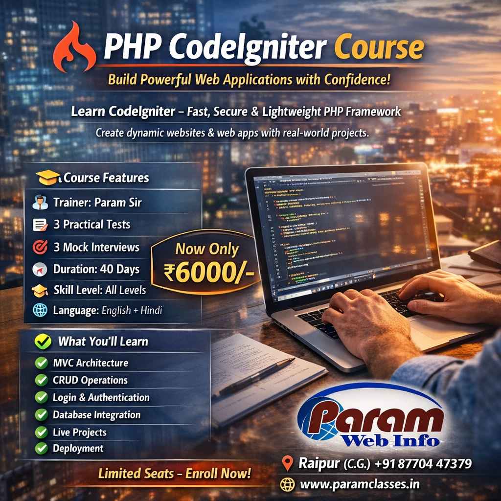 PHP CodeIgniter Course in Raipur Training Program