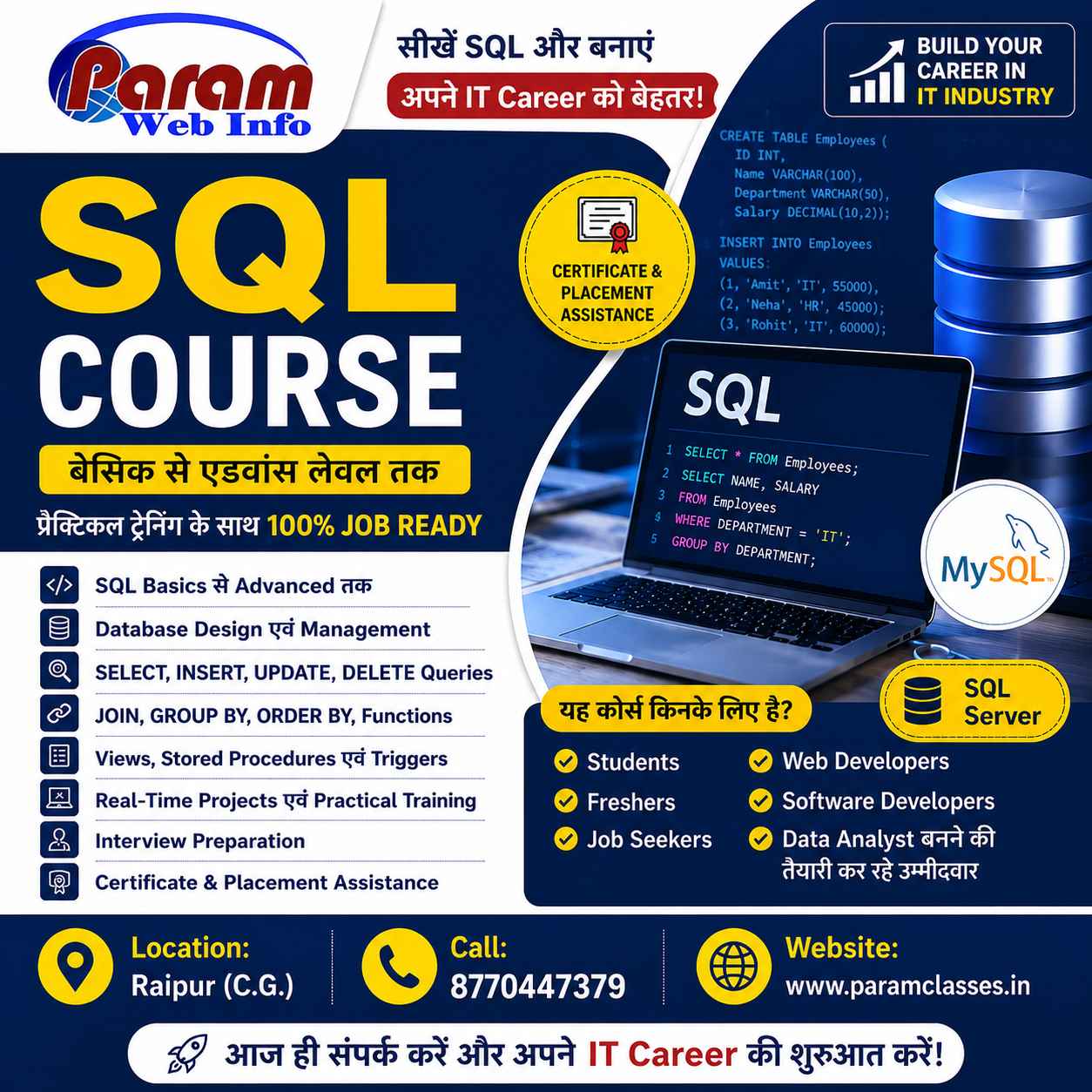 Learn SQL and Build a Successful IT Career with Paramclasses