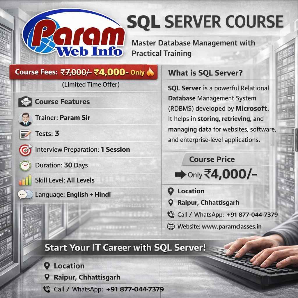 Paramclasses SQL Course in Raipur