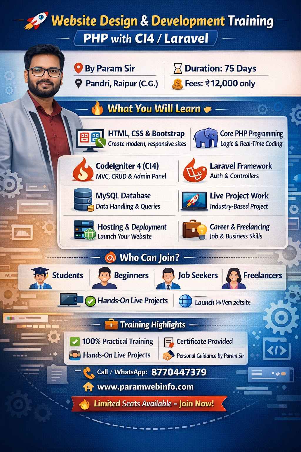 Website Design and Development Training in Raipur by Paramclasses